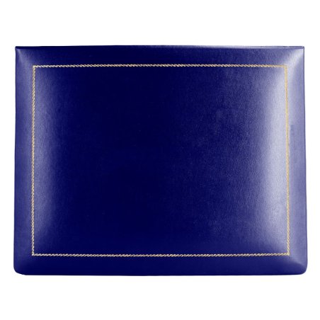 Blaue Lederschatulle - glattes blaues Kalbsleder - Conti Borbone - beflockte Innenseite - Goldverzierung - hoch