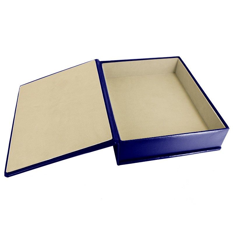 Bluette leather box -  smooth blue calfskin - Conti Borbone - flocked interior