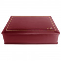 Ruby leather box -  smooth burgundy calfskin - Conti Borbone - flocked interior - gold decoration - block letters - side
