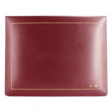 Ruby leather box -  smooth burgundy calfskin - Conti Borbone - flocked interior - gold decoration - block letters - high