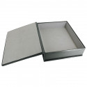 Anthracite leather box -  smooth gray calfskin - Conti Borbone - flocked interior