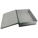 Estuche de piel antracita - piel de becerro lisa gris - Conti Borbone - interior flocado