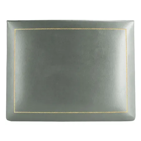 Boîte en cuir graphite - cuir de veau lisse gris - Conti Borbone - intérieur floqué - décor doré - haut