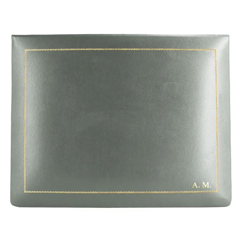 Cofanetto pelle graffite in pelle di vitello liscio grigio - Conti Borbone - decorazione in oro - stampatello - alto