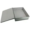 Caja de piel grafito - piel de becerro lisa gris - Conti Borbone - interior flocado