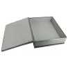 Cofanetto pelle graffite in pelle di vitello liscio grigio - Conti Borbone - interno floccato
