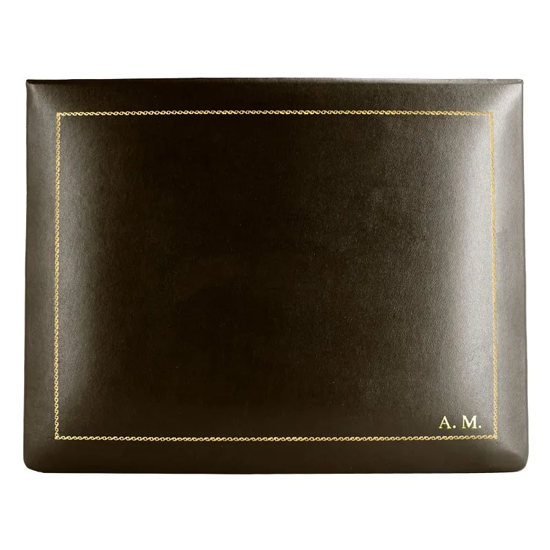 Cofanetto pelle Cioccolato in pelle di vitello liscio marrone - Conti Borbone - decorazione in oro - corsivo - alto