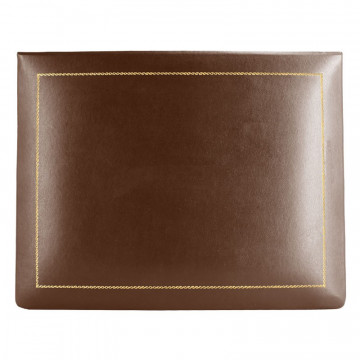 Cuoio leather box -  smooth brown calfskin - Conti Borbone - flocked interior - gold decoration - high