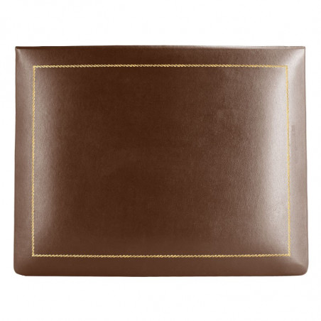 Cuoio leather box - smooth brown calfskin - Conti Borbone - flocked interior - gold decoration - high