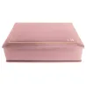 Cofanetto pelle Camelia in pelle di vitello liscio rosa - Conti Borbone - decorazione in oro - stampatello - lato