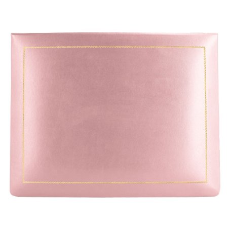 Caja de piel rosa bebé - piel de becerro lisa rosa - Conti Borbone - interior flocado - decoración dorada - alta