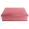 Cofanetto pelle Fuxia in pelle di vitello liscio rosa - Conti Borbone - decorazione in oro - stampatello - lato
