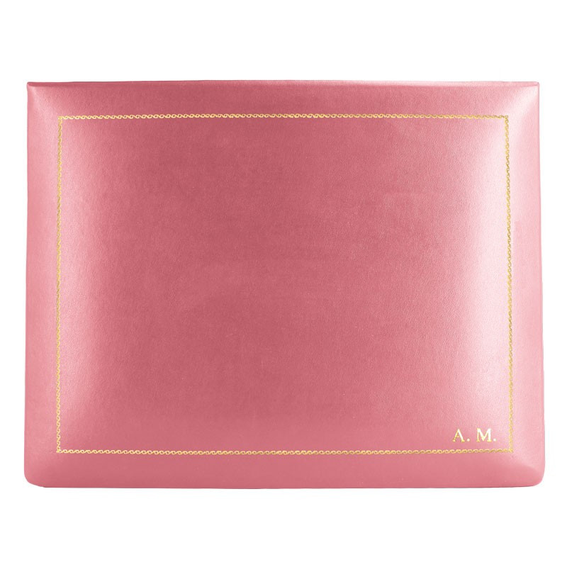 Fuchsia leather box -  smooth pink calfskin - Conti Borbone - flocked interior - gold decoration - block letters - high