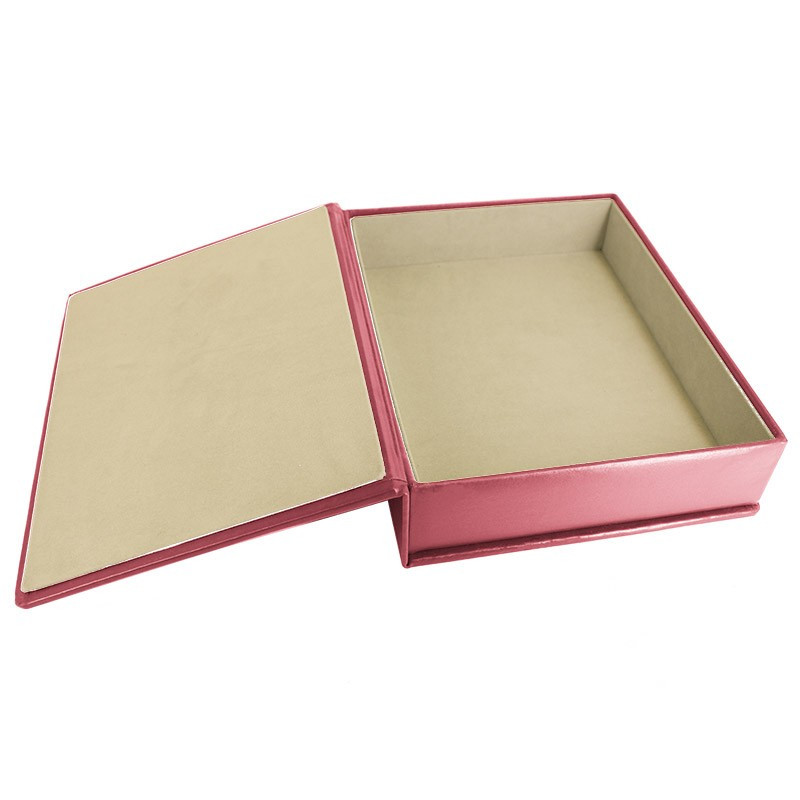 Fuchsia leather box -  smooth pink calfskin - Conti Borbone - flocked interior