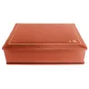 Cofanetto pelle Corallo in pelle di vitello liscio rosso - Conti Borbone - decorazione in oro - stampatello - lato