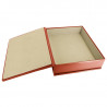 Coral leather box -  smooth red calfskin - Conti Borbone - flocked interior