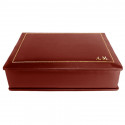 Strawberry leather box -  smooth red calfskin - Conti Borbone - flocked interior - gold decoration - block letters - side