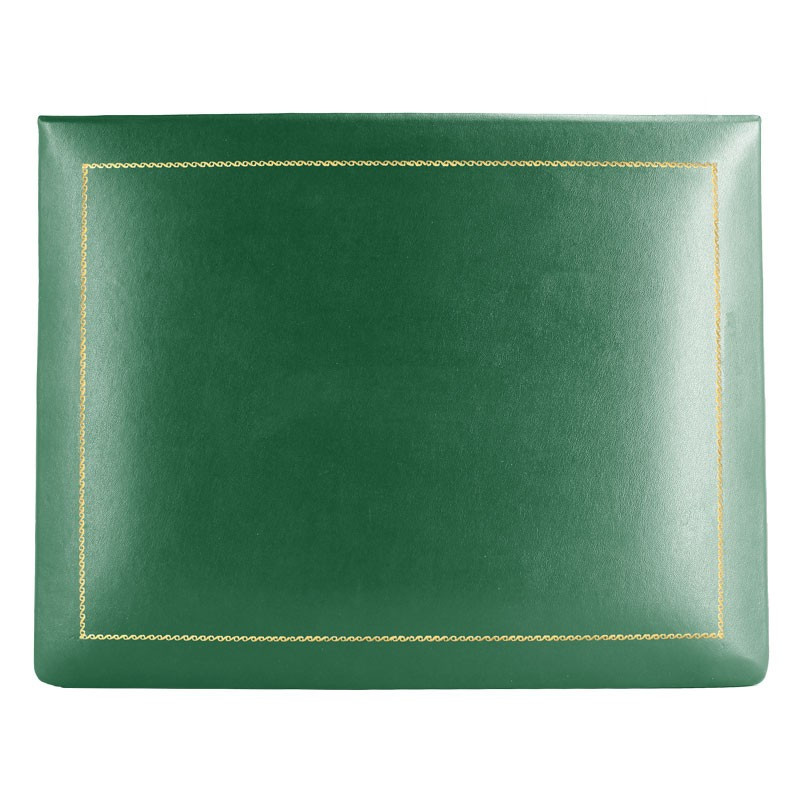 Pino leather box -  smooth green calfskin - Conti Borbone - flocked interior - gold decoration - high