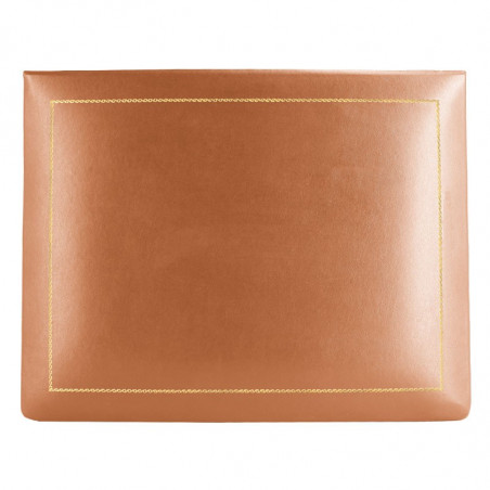 Pumpkin leather box - smooth orange calfskin - Conti Borbone - flocked interior - gold decoration - high