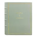 Aqua leather photo album - Conti Borbone - light blue calskin - Standard - decoration 27 - block letters