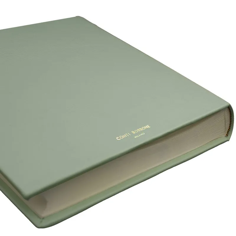 Aqua leather photo album - Conti Borbone - light blue calskin - brand