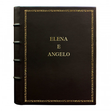 Chocolate leather photo album - Conti Borbone - brown calskin - Standard - 27 - block letters