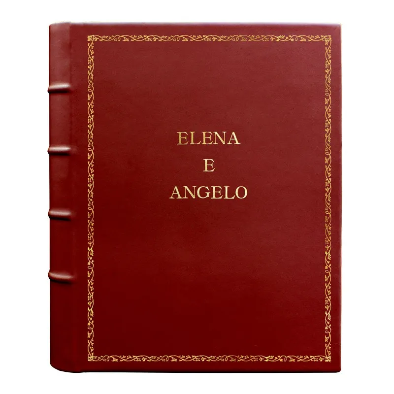 Álbum de fotos de piel de fresa - Conti Borbone - piel de becerro roja - Estándar - 27 - letras mayúsculas