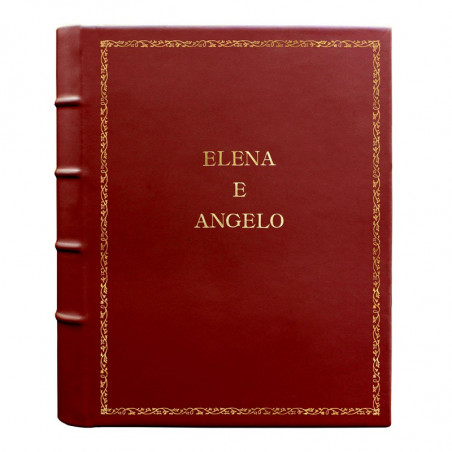 Strawberry leather photo album - Conti Borbone - red calskin - Standard - 27 - block letters