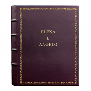 Aubergine leather photo album - Conti Borbone - violet calskin - Standard - 27 - block letters