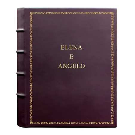 Aubergine leather photo album - Conti Borbone - violet calskin - Standard - 27 - block letters