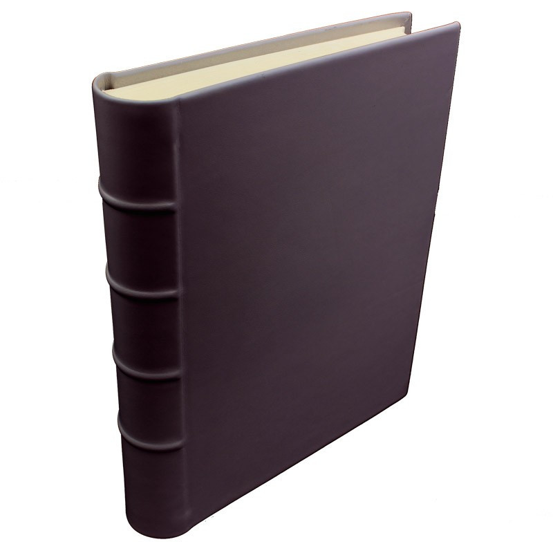 Aubergine leather photo album - Conti Borbone - violet calskin - Standard - spine