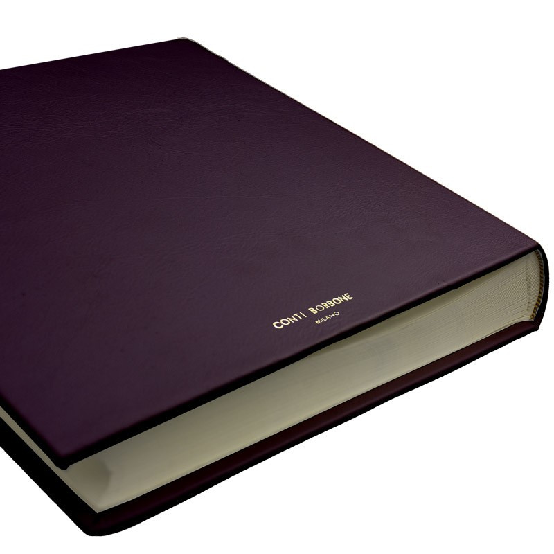 Aubergine leather photo album - Conti Borbone - violet calskin - brand