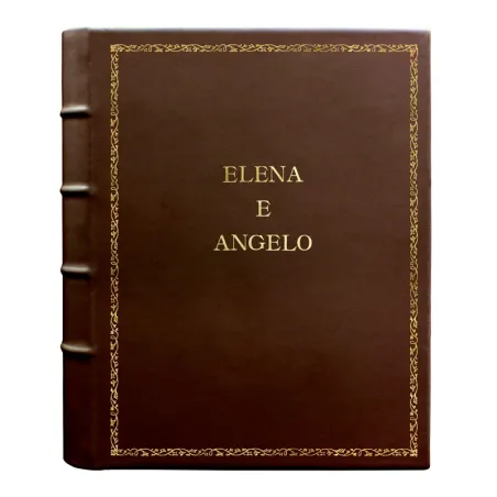 Album photo en cuir Cuoio - Conti Borbone - cuir de veau marron - Standard - 27 - stampatello