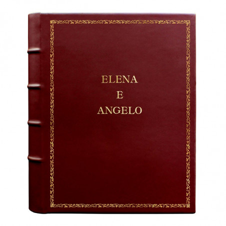 Ruby leather photo album - Conti Borbone - burgundy calskin - Standard - 27 - block letters