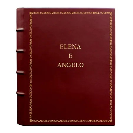Ruby leather photo album - Conti Borbone - burgundy calskin - Standard - 27 - block letters