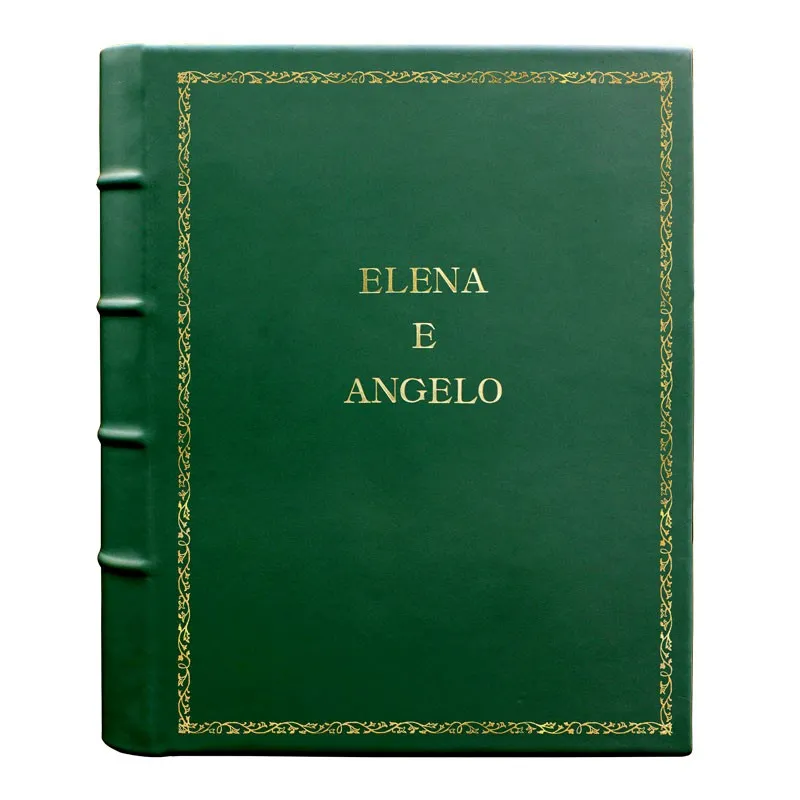 Album foto pelle Pino - Conti Borbone - Pelle di vitello verde - Standard - 27 - stampatello