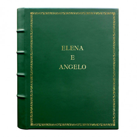 Pino leather photo album - Conti Borbone - green calskin - Standard - 27 - block letters