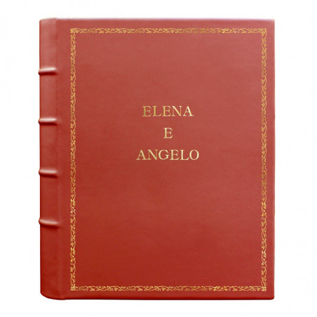Coral leather photo album - Conti Borbone - pink calskin - Standard - 27 - block letters