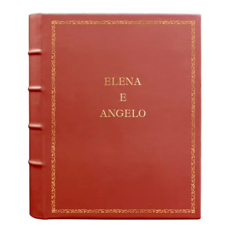 Coral leather photo album - Conti Borbone - pink calskin - Standard - 27 - block letters