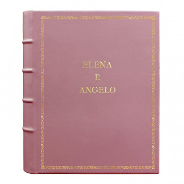 Camelia leather photo album - Conti Borbone - pink calskin - Standard - 27 - block letters