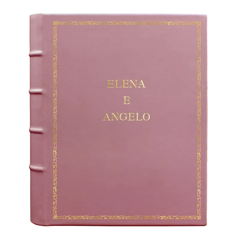 Album foto pelle Camelia - Conti Borbone - Pelle di vitello rosa - Standard - 27 - stampatello