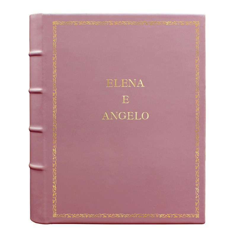 Camelia leather photo album - Conti Borbone - pink calskin - Standard - 27 - block letters