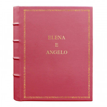 Fuchsia leather photo album - Conti Borbone - pink calskin - Standard - 27 - block letters