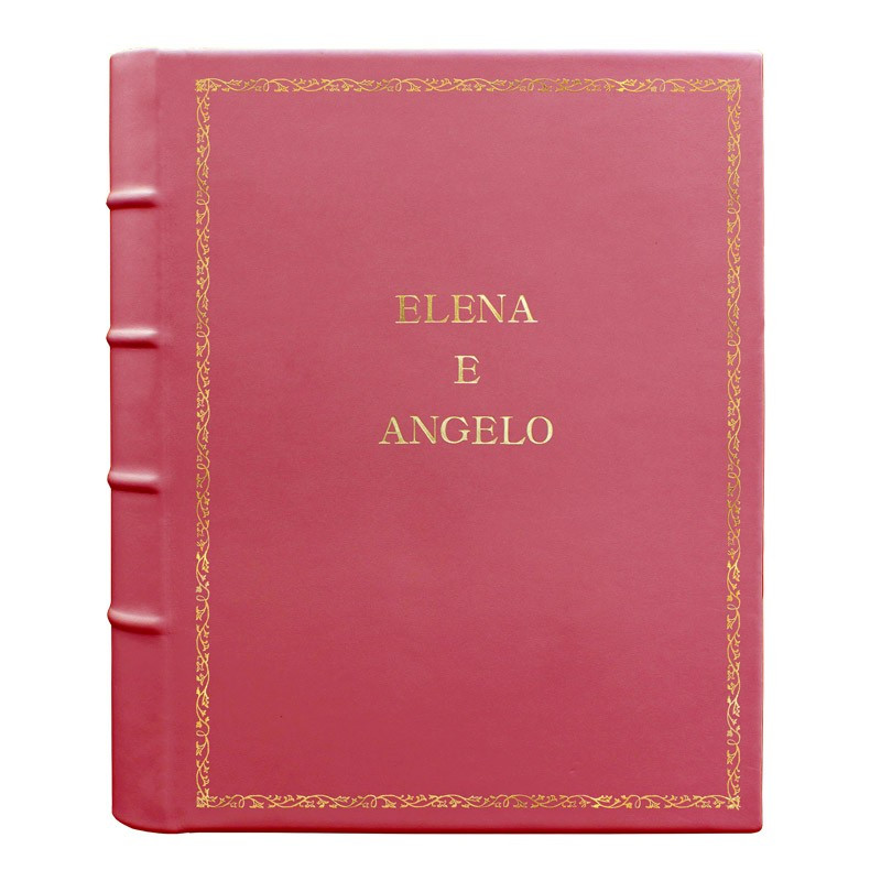 Album foto pelle Fuxia - Conti Borbone - Pelle di vitello rosa - Standard - 27 - stampatello