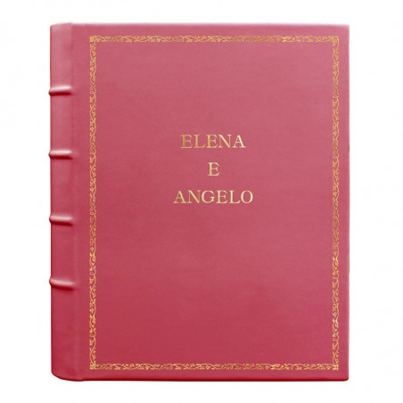 Album foto pelle Fuxia - Conti Borbone - Pelle di vitello rosa - Standard - 27 - stampatello
