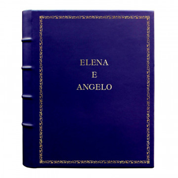 Álbum de fotos de piel fucsia - Conti Borbone - piel de becerro rosa - Estándar - 27 - letras mayúsculas
