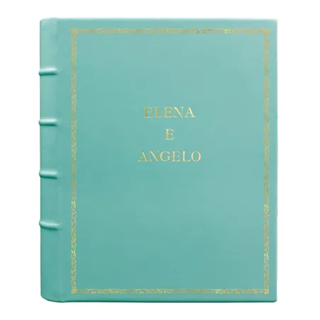Album foto pelle Turchese - Conti Borbone - Pelle di vitello azzurro - Standard - 27 - stampatello