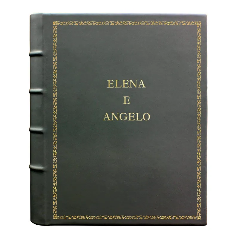 Album photo en cuir anthracite - Conti Borbone - calskin gris foncé - Standard - 27 - lettres capitales