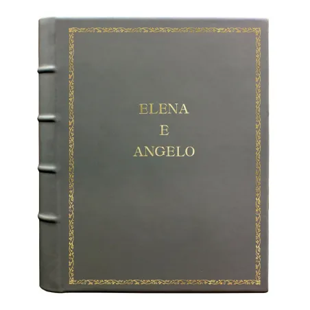 Album photo en cuir graphite - Conti Borbone - calskin gris - Standard - 27 - lettres capitales