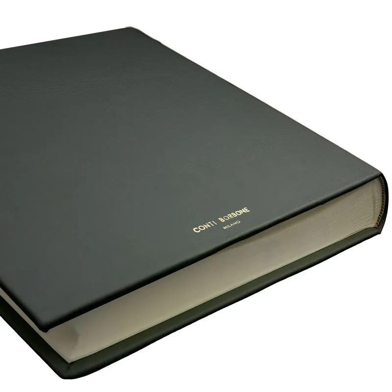 Fotoalbum aus Graphitleder - Conti Borbone - graues Kalsleder - Blockschrift